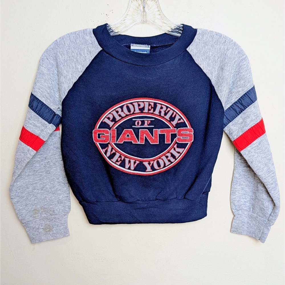 Vintage New York Giants Pullover Sweatshirt Team NFL Bull Frog 80s USA Kids‎ 6-7
